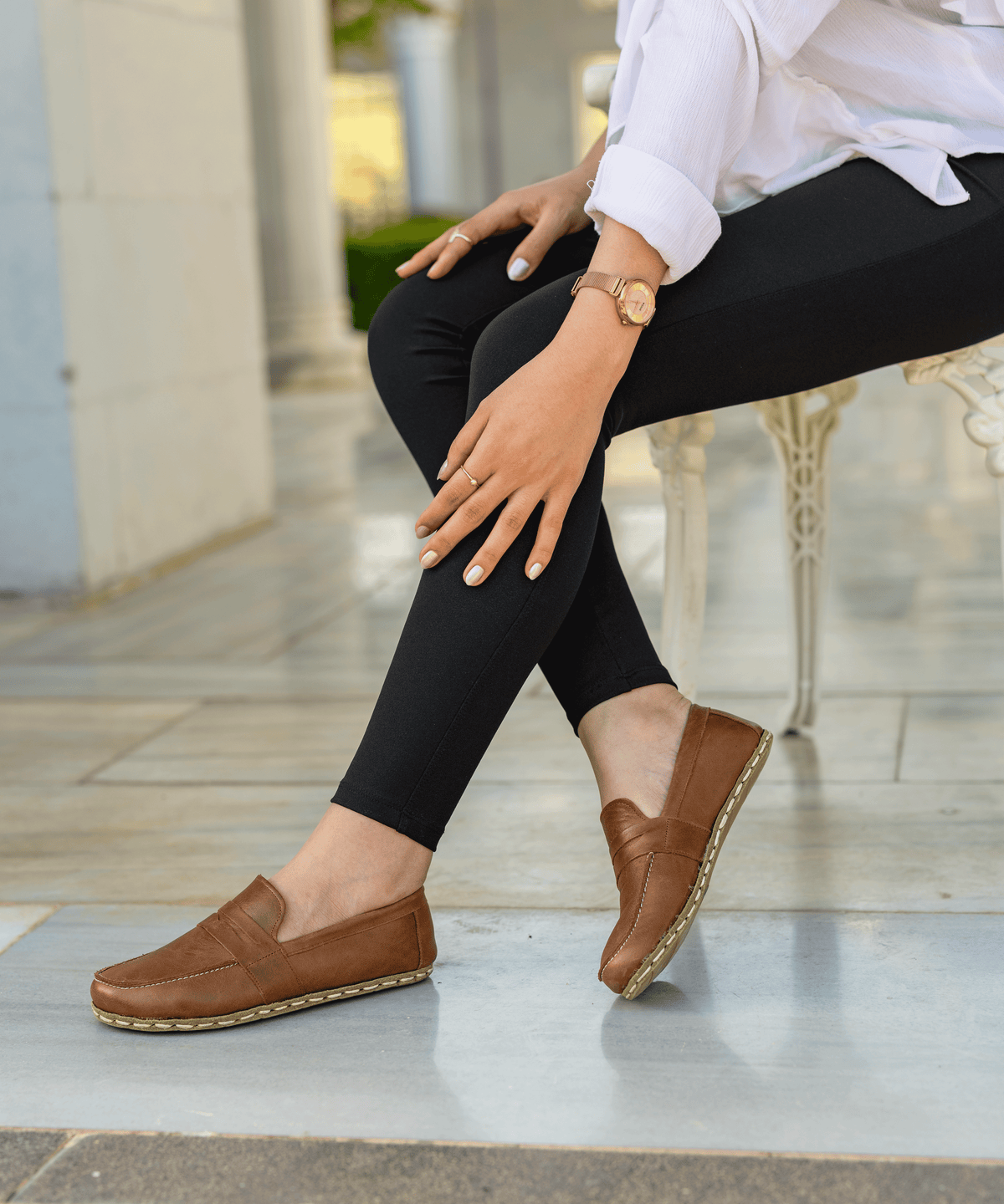 Russet women's penny loafer — wide toe box, zero-drop barefoot last