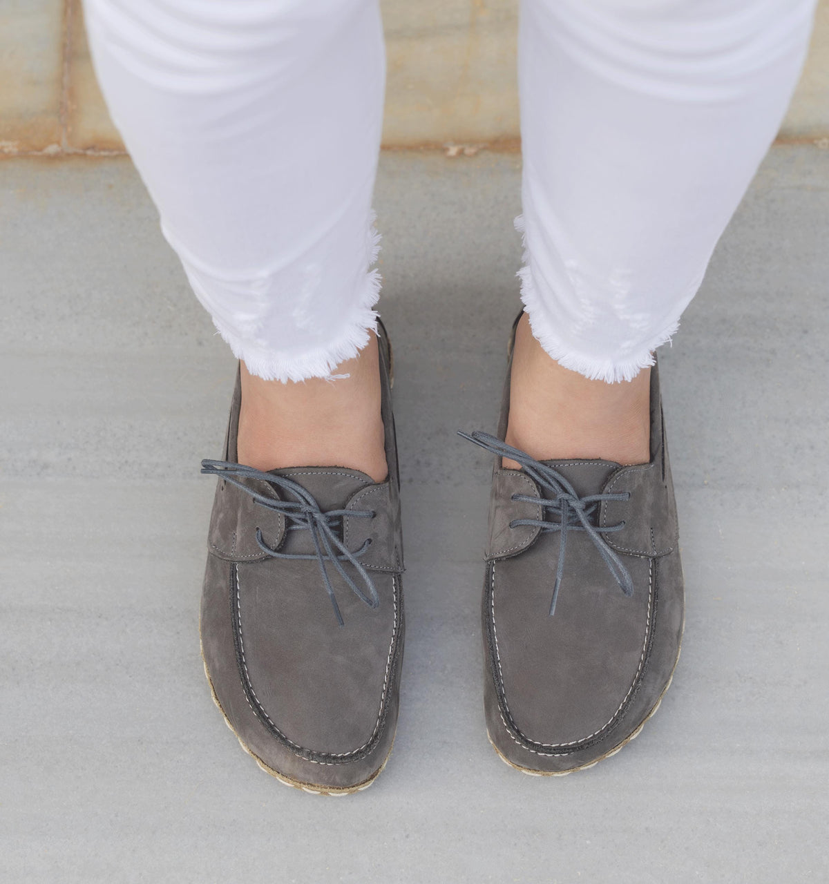 Ashen women's boat shoe — wide toe box, zero-drop barefoot last