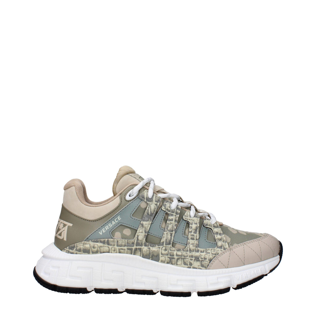 Versace Green Fabric Low Top Sneakers