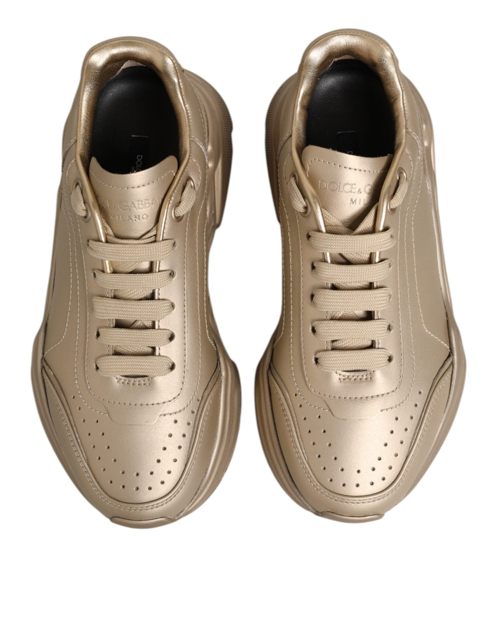 Dolce & Gabbana Gold Leather Daymaster Women's Sneaker Shoes