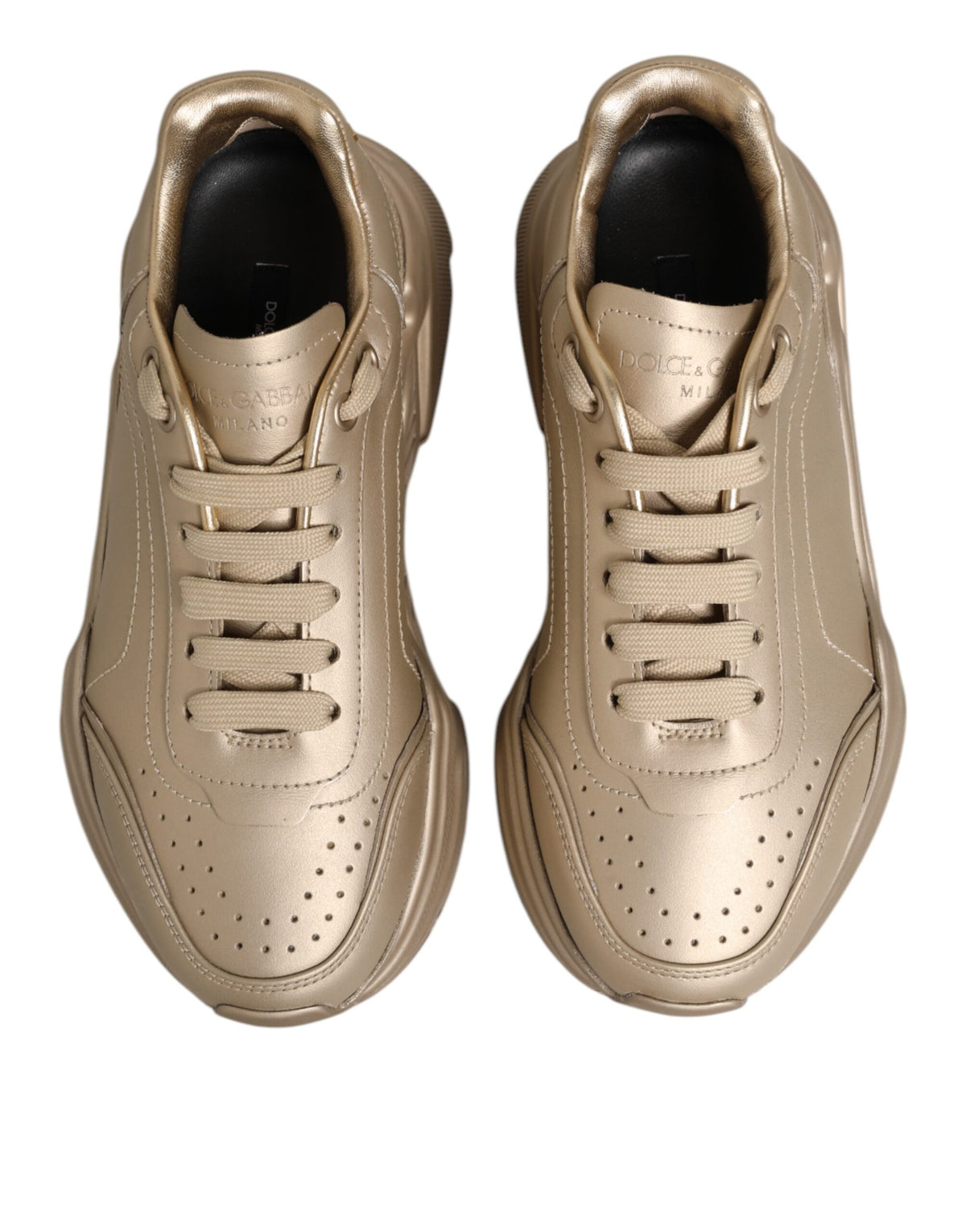 Dolce & Gabbana Gold Leather Daymaster Women's Sneaker Shoes