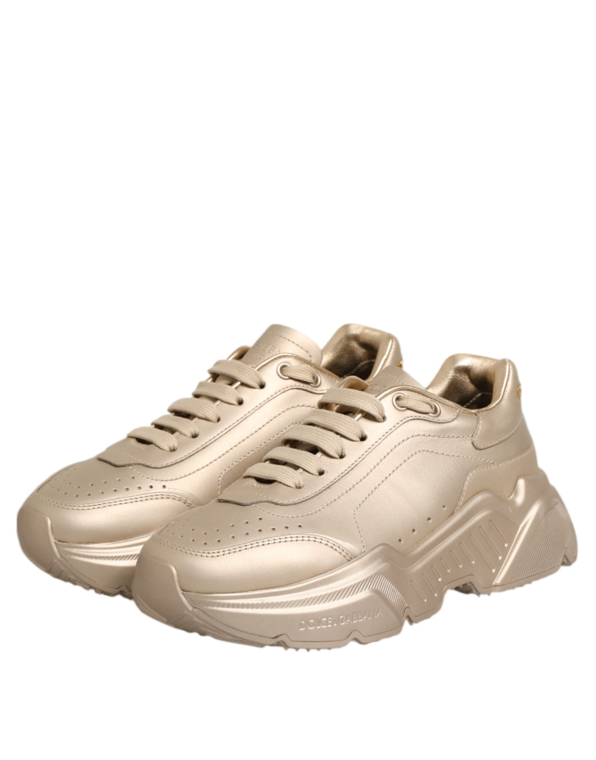 Dolce & Gabbana Gold Leather Daymaster Women's Sneaker Shoes