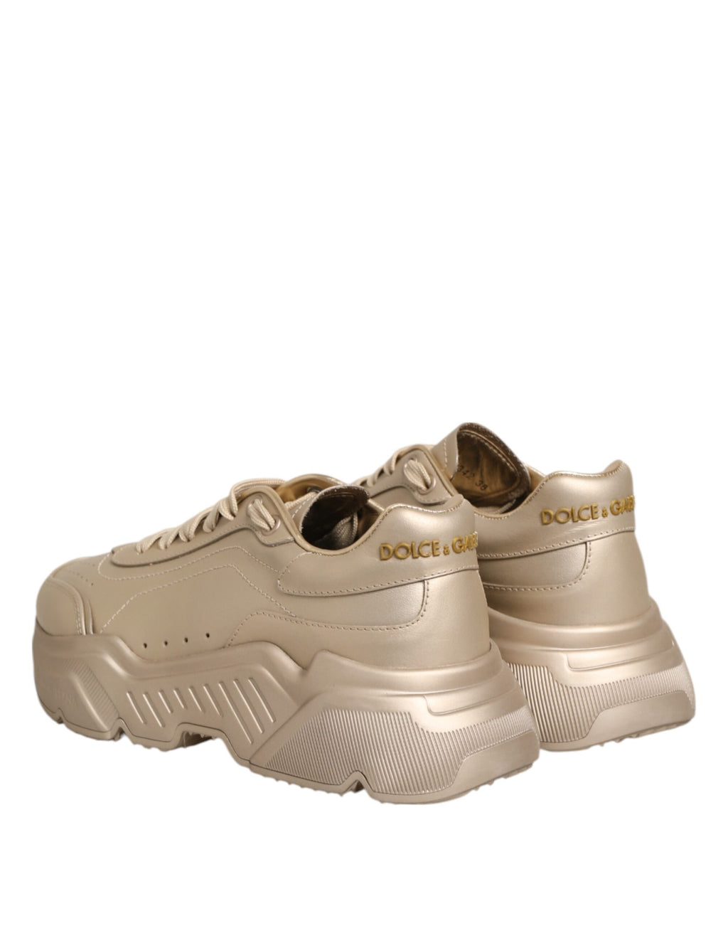 Dolce & Gabbana Gold Leather Daymaster Women's Sneaker Shoes