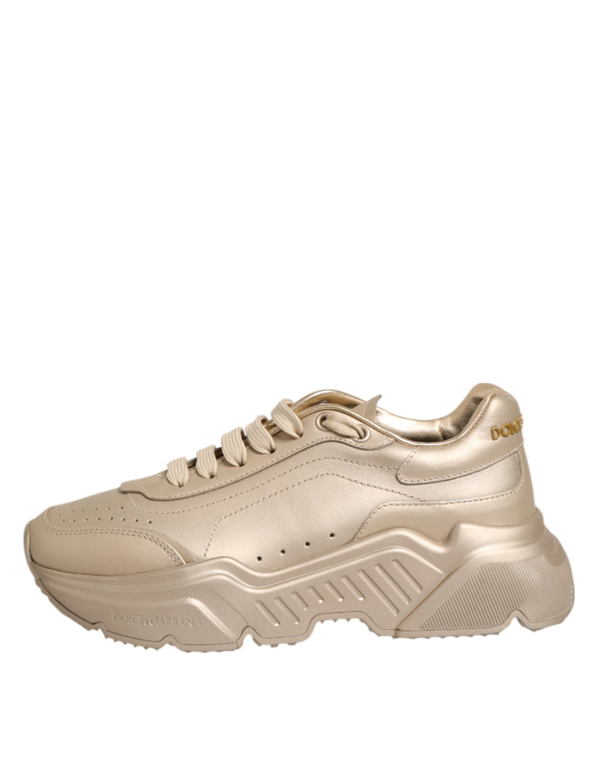 Dolce & Gabbana Gold Leather Daymaster Women's Sneaker Shoes