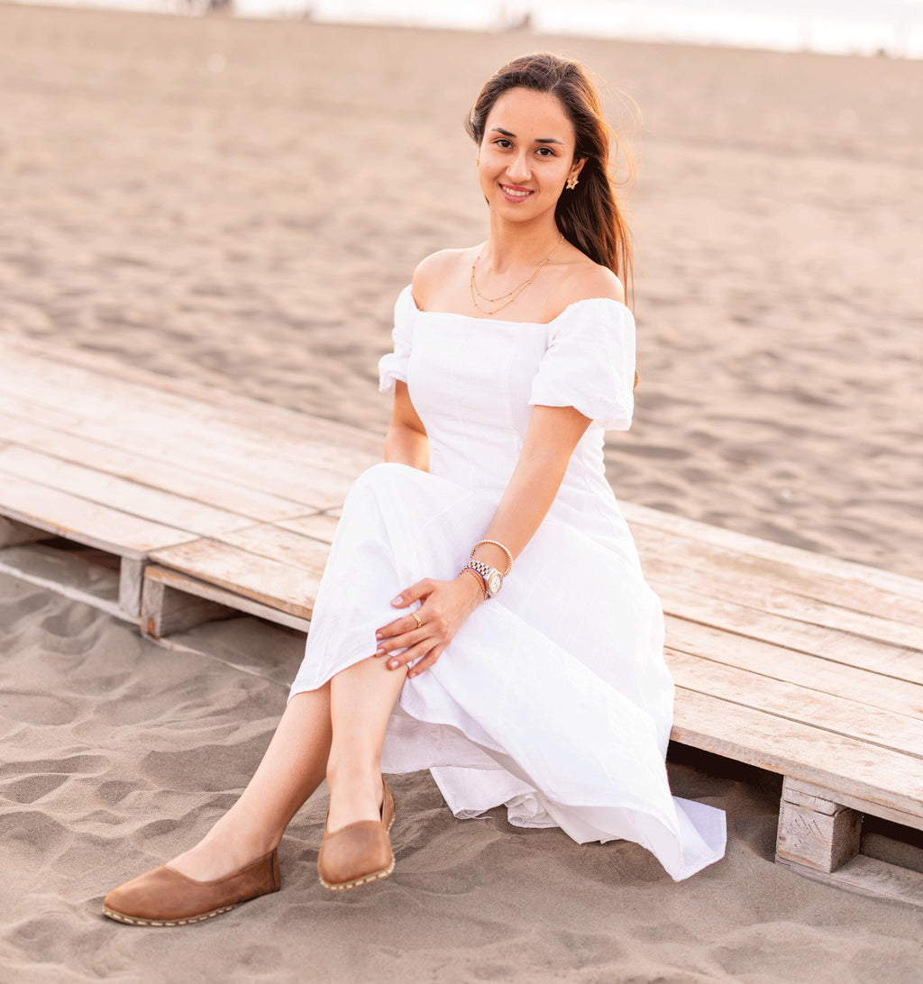 Hickory barefoot ballet flat for women — buffalo leather sole with copper grounding rivet