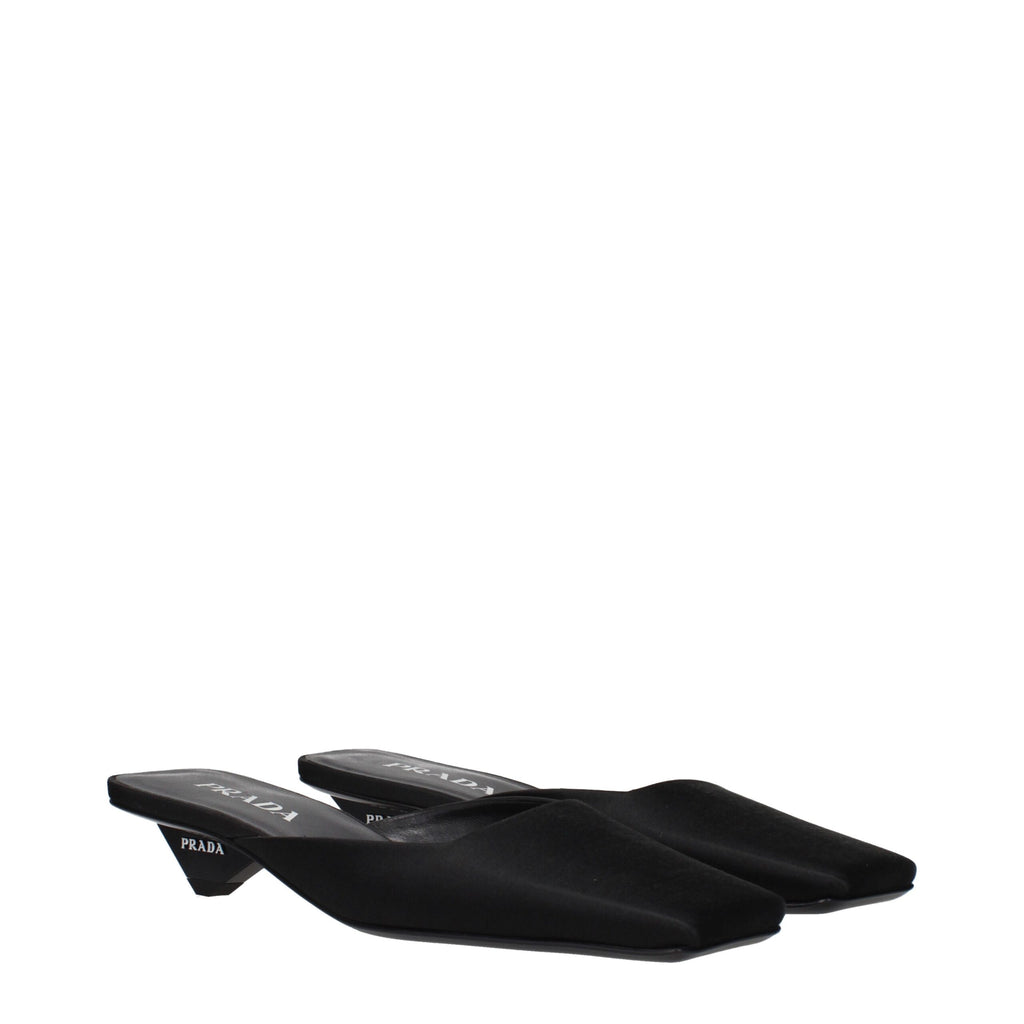 Prada Black Satin Flat Sandals