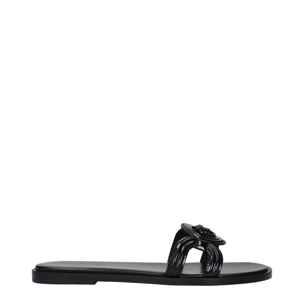 Versace Black Leather Slippers