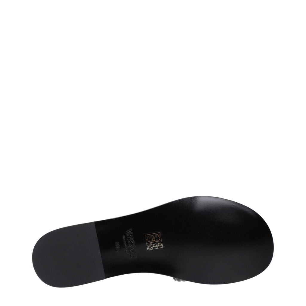 Versace Black Leather Slippers