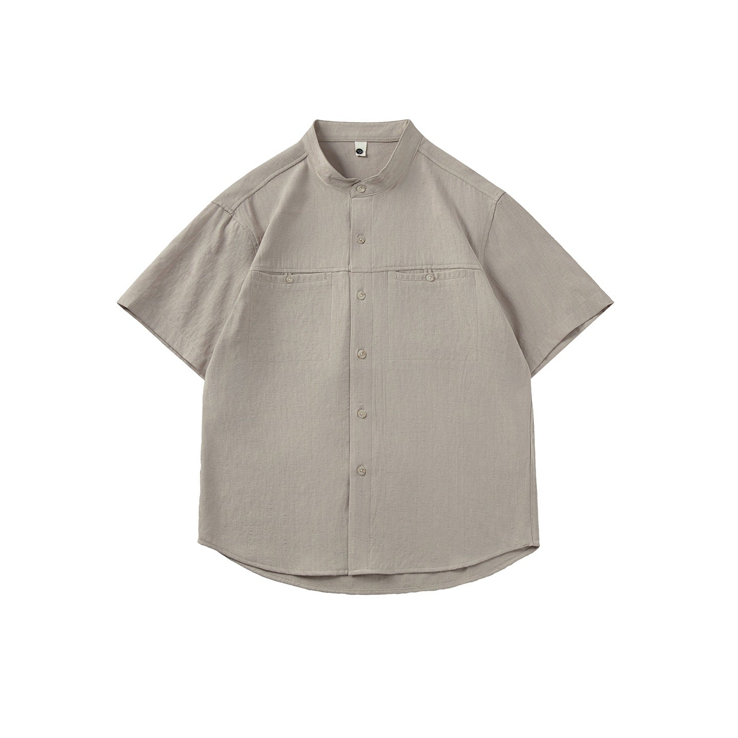 Vintage Linen Texture Solid Color Short Sleeve Shirt for Men