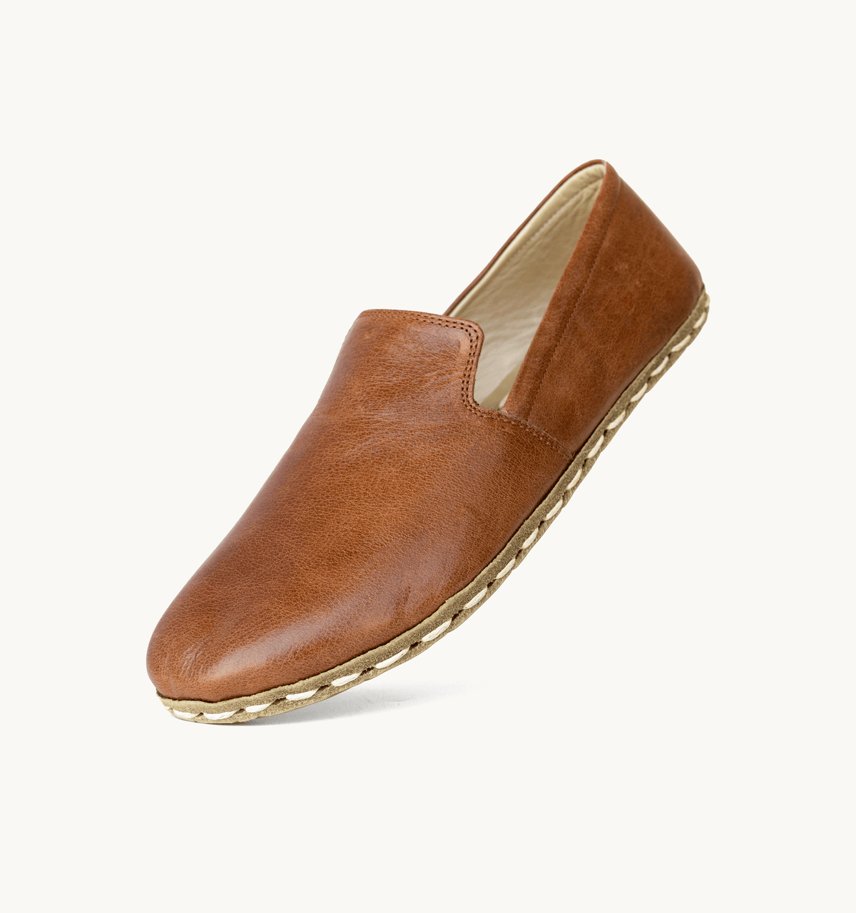 Russet women's barefoot loafer — antique-finished calfskin upper, hand-cut