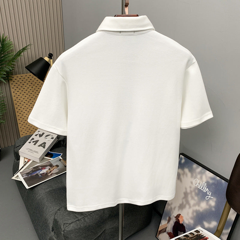 Letter Print Short Sleeve Polo Shirt for Men