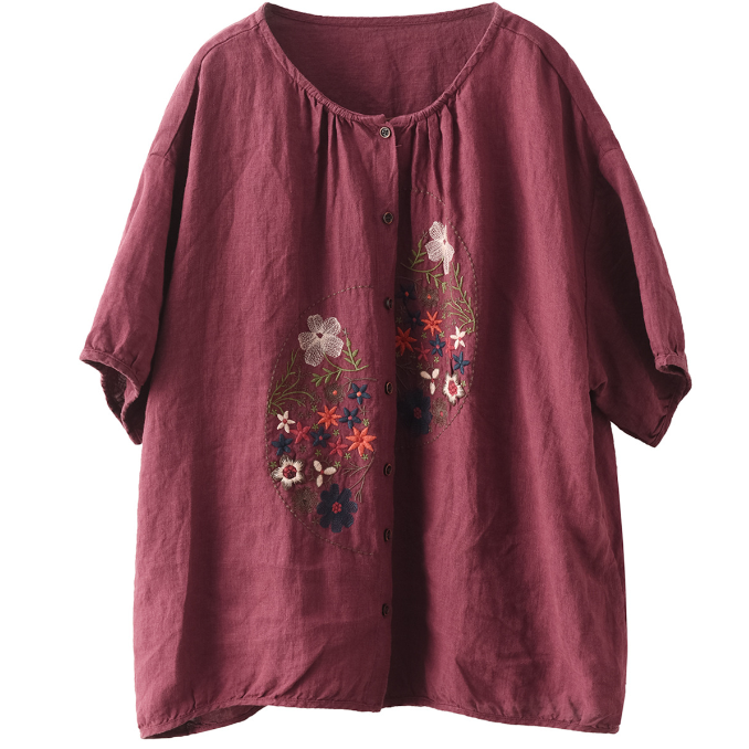 women linen pair embroidered single coat and two shirts