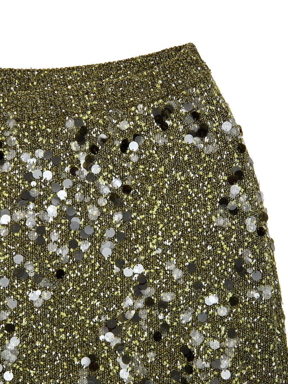 Military Green Sequined Knit Skirt Gucci