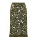 Military Green Sequined Knit Skirt Gucci