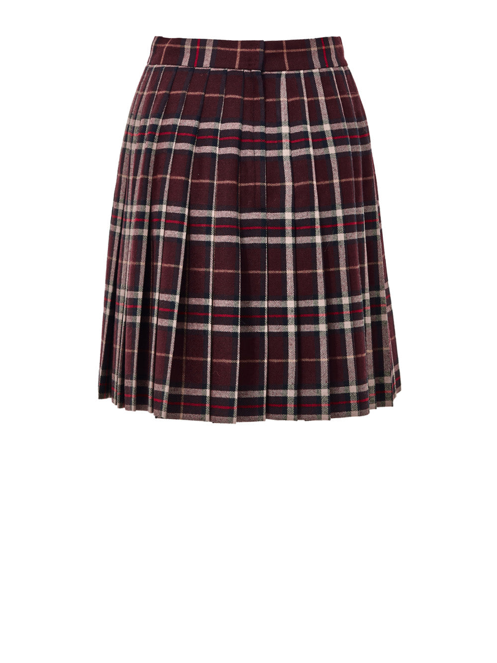 Dolce & Gabbana Bordeaux Pleated Tartan Skirt