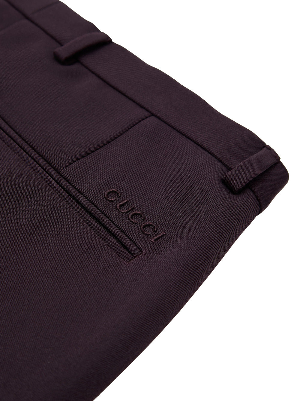Bordeaux Tailored Trousers with Gucci Logo Embroidery