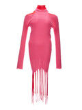 Bottega Veneta Stretch Knit Long Dress with Fringes