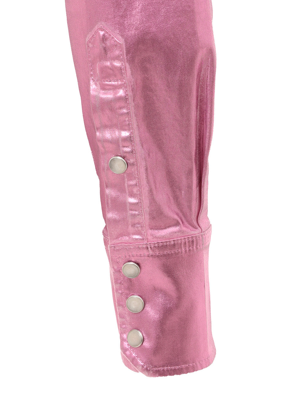 Dolce & Gabbana Metallic Pink Lurex Stretch Fabric Cropped Shirt