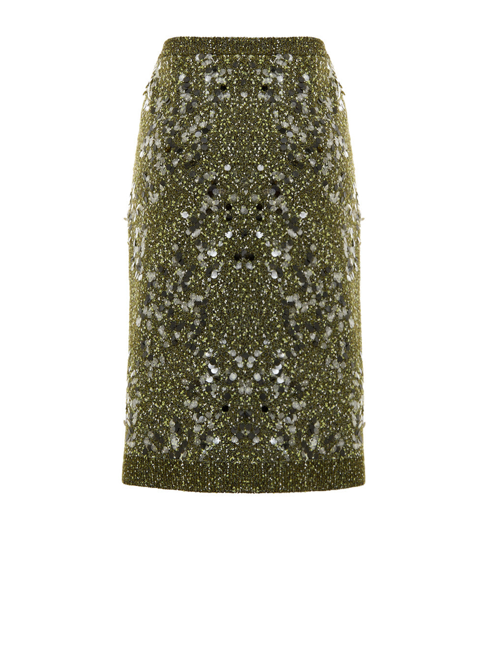 Military Green Sequined Knit Skirt Gucci