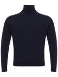 Navy Blue Cashmere and Silk Turtleneck Colombo