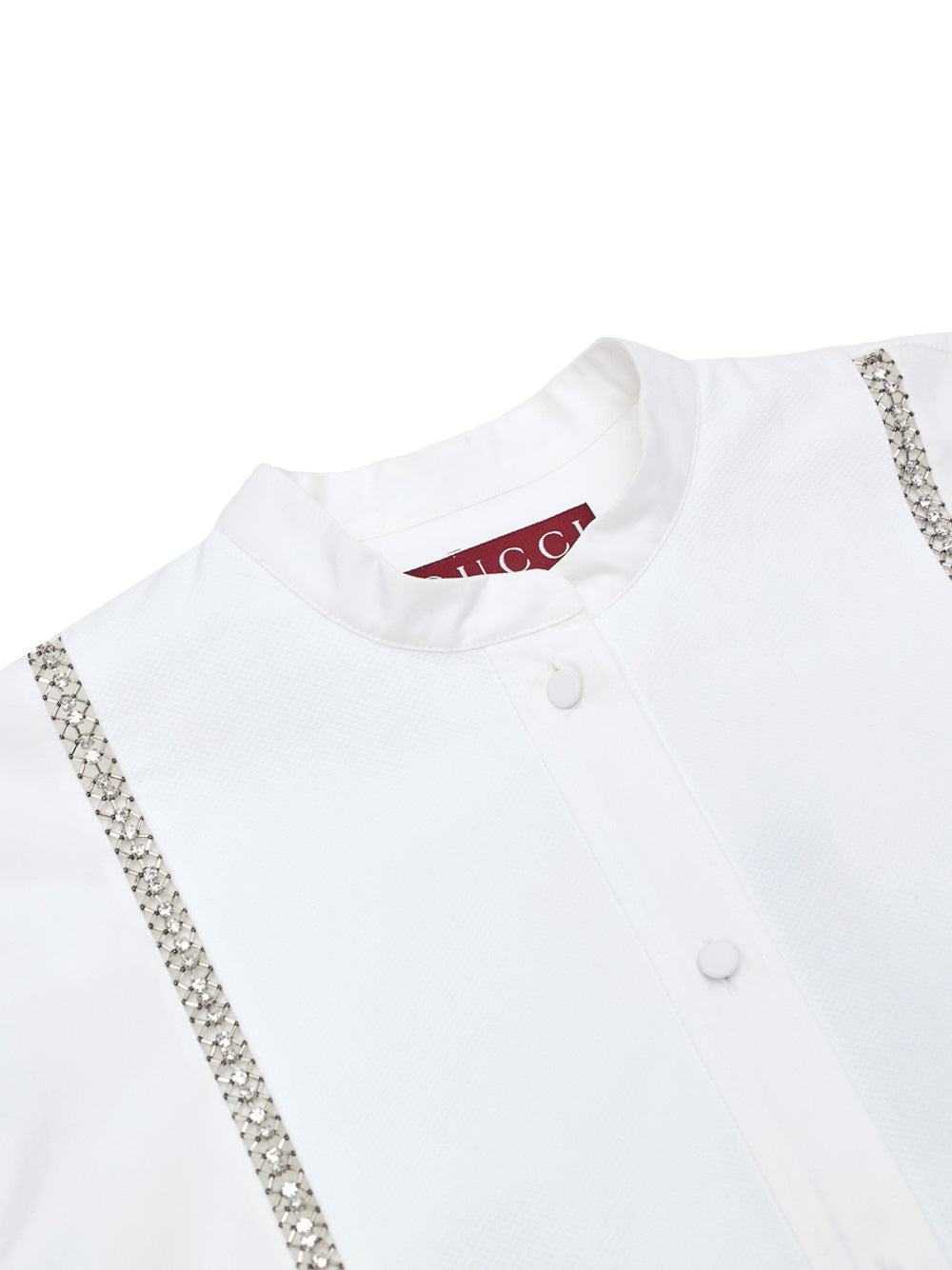 White Cotton Poplin Blouse with Gucci Crystal Decorations