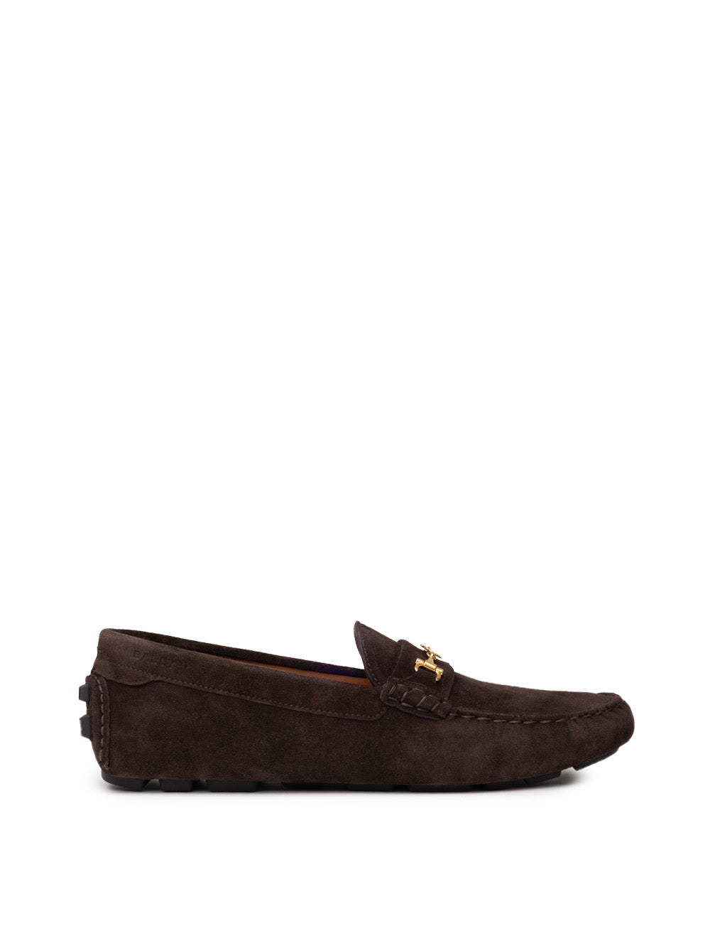 Bally Brown Suede Loafers with Gold Logo