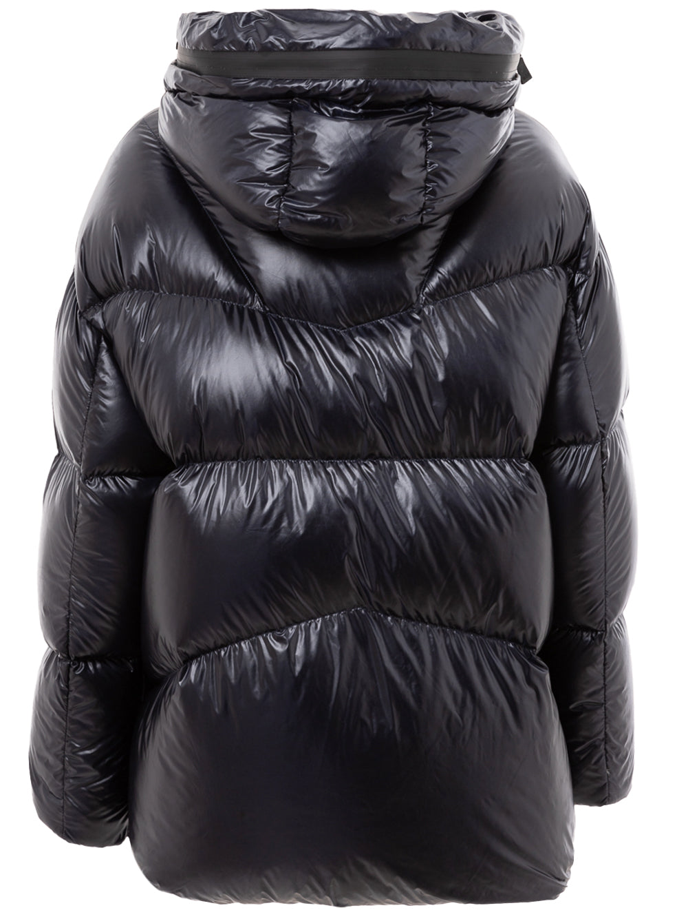 Down jacket with hood and retractable logo ADD