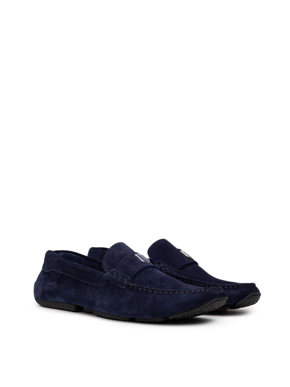 Bally Blue Suede Loafers with Logo