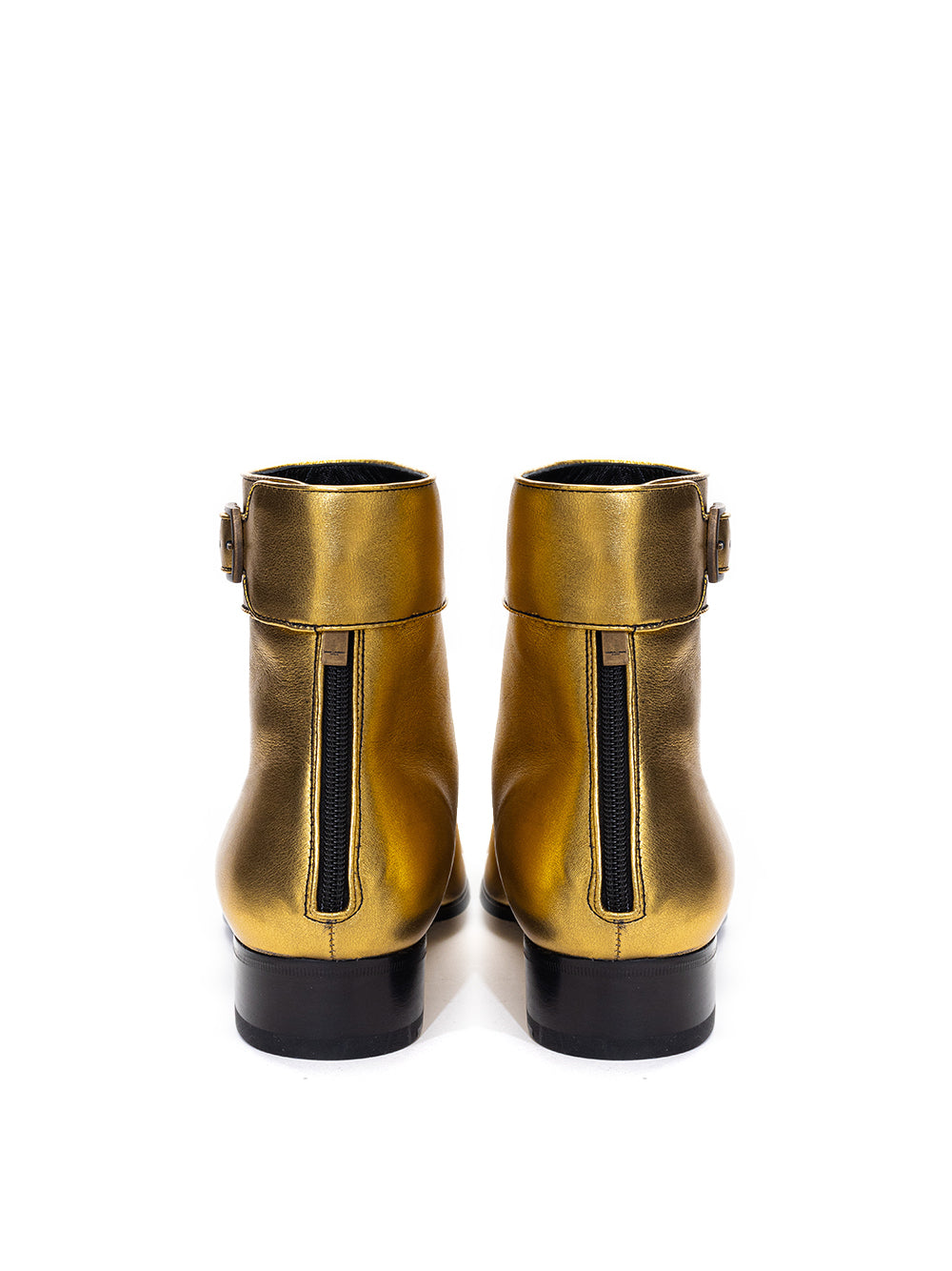 Gold Leather Ankle Boot Saint Laurent