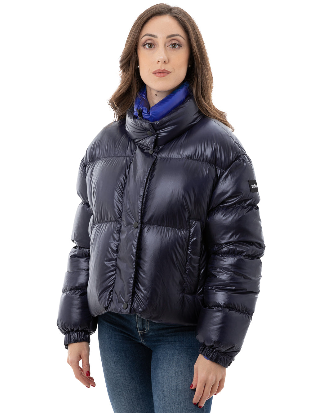 ADD Short Down Jacket with Contrasting Collar