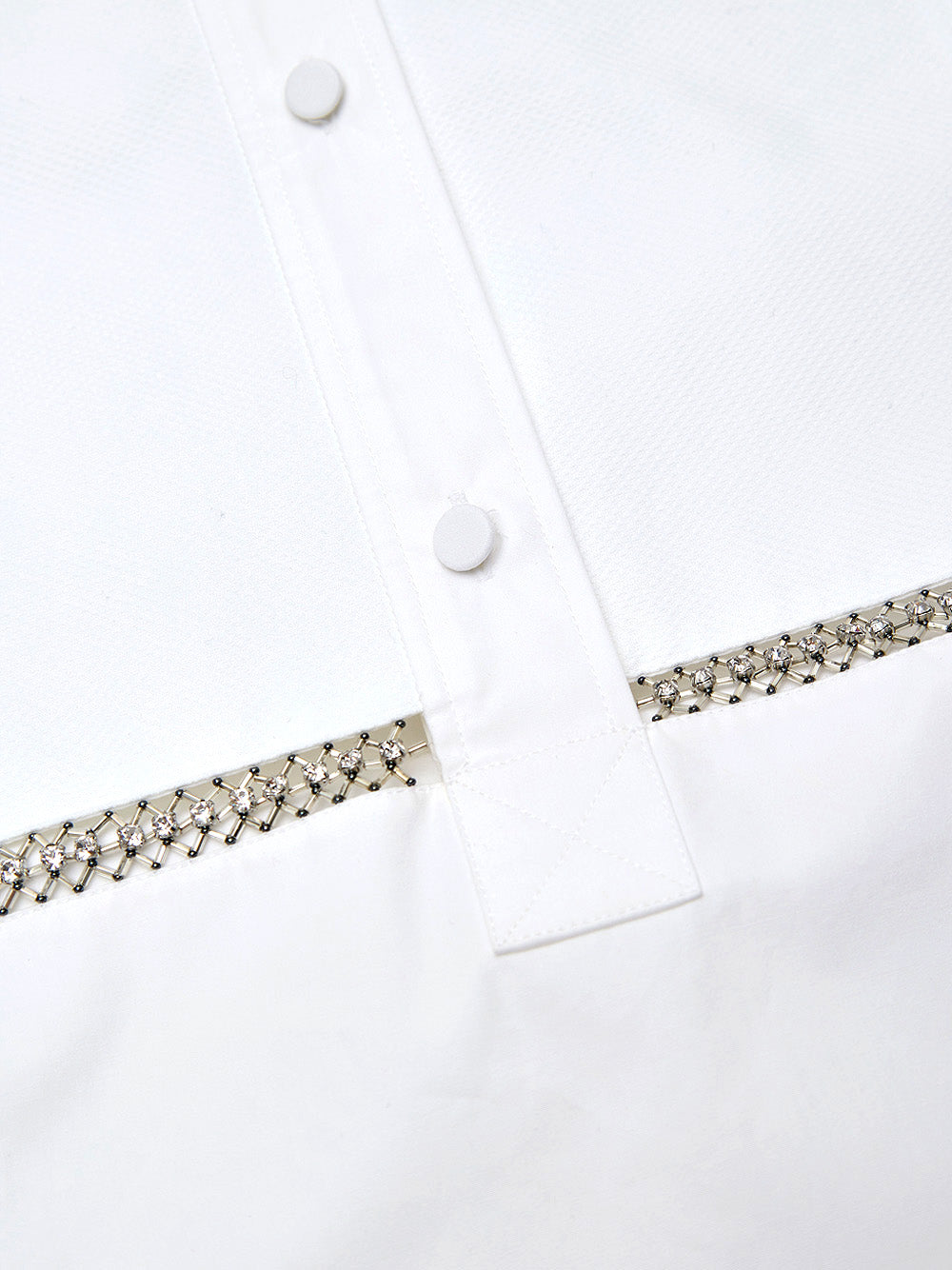White Cotton Poplin Blouse with Gucci Crystal Decorations