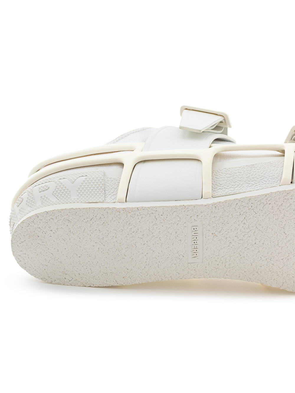 Burberry White Canvas Sneaker with Rubber Outer Frame