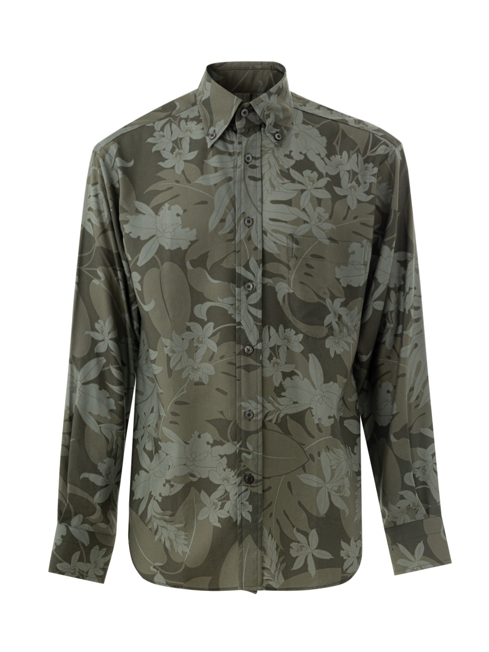 Tom Ford Green Floral Print Shirt