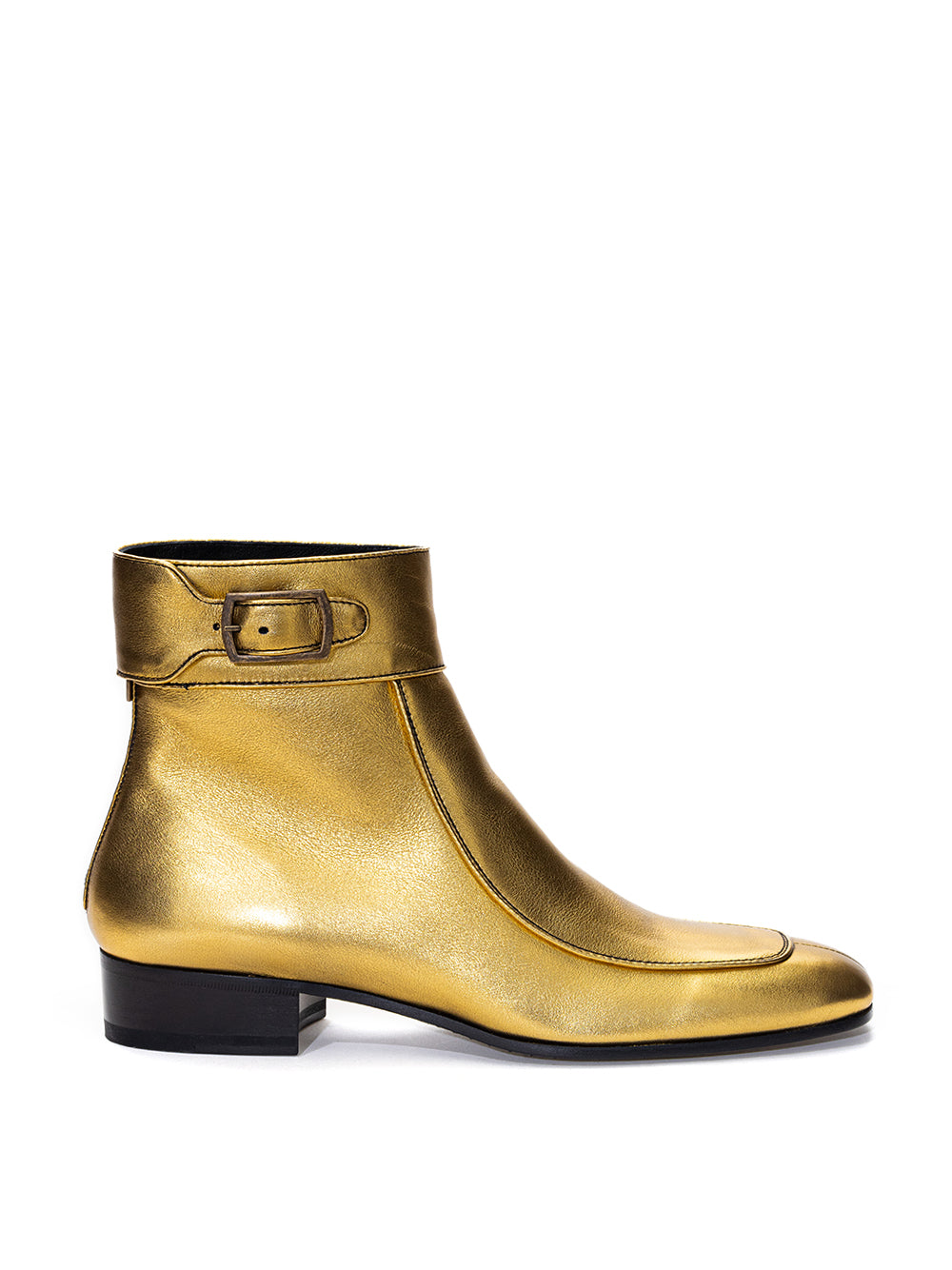Gold Leather Ankle Boot Saint Laurent