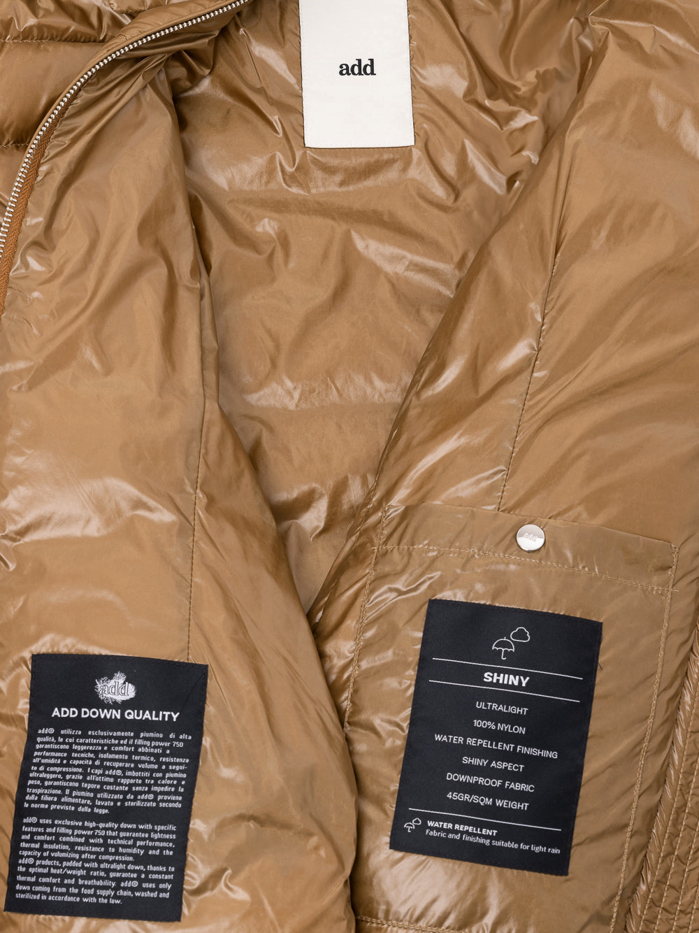 Down jacket with removable hood ADD