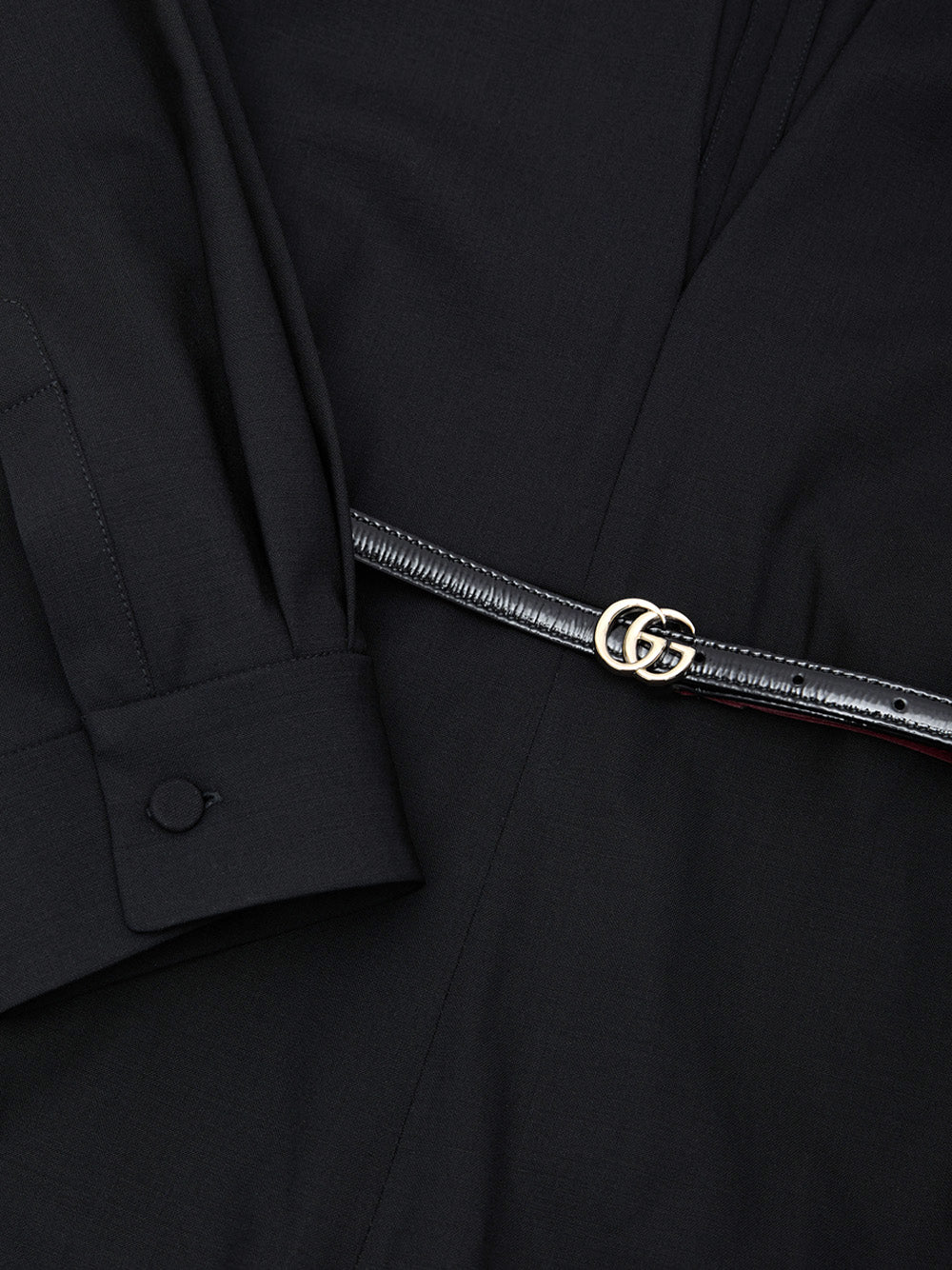 Black Tracksuit Dress with Gucci Belt