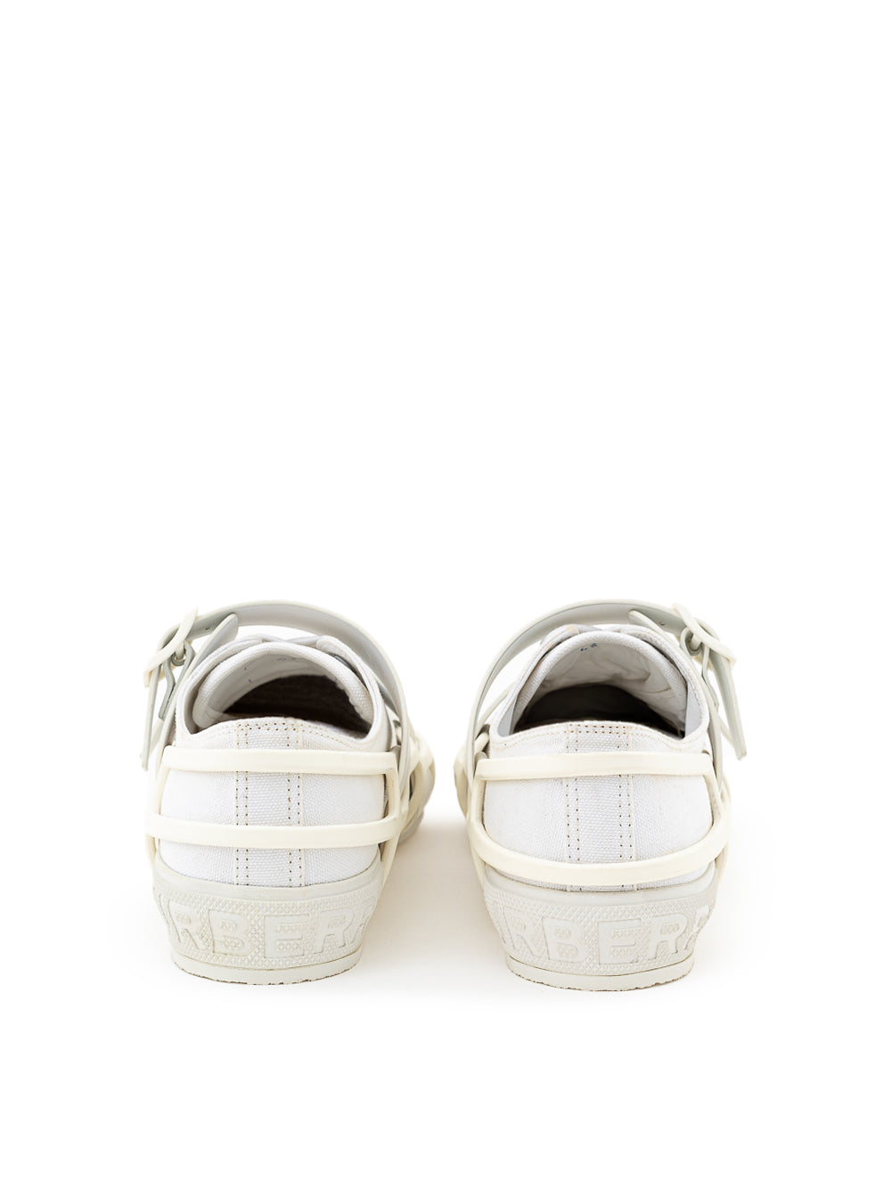 Burberry White Canvas Sneaker with Rubber Outer Frame