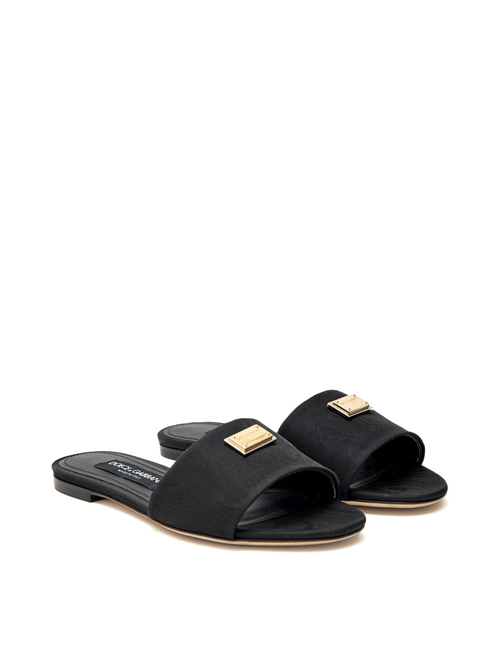 Black jacquard slide with Dolce & Gabbana logo
