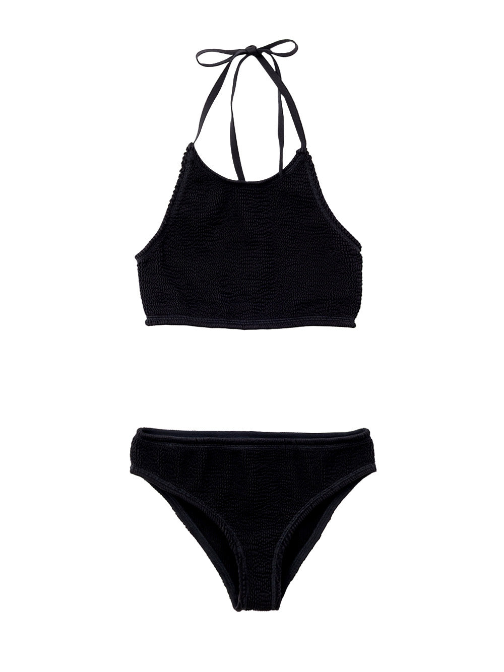 Two Piece Swimsuit in Black Mille Pieghe Bottega Veneta