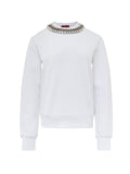 White Sweatshirt with Jewel Neck Gucci