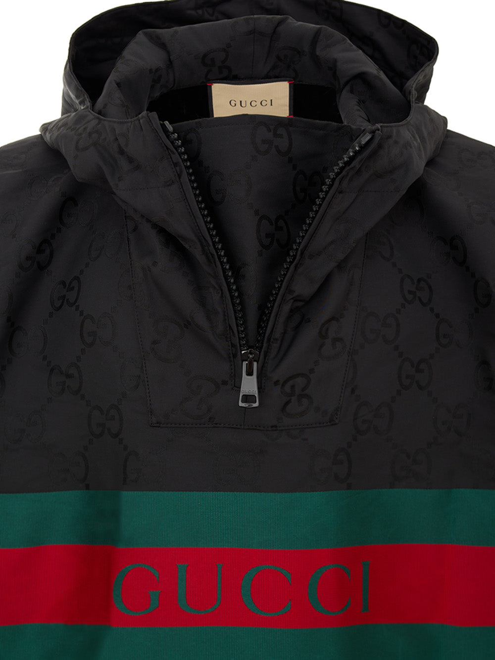 Black Cape with Web Logo and Gucci GG Monogram Print