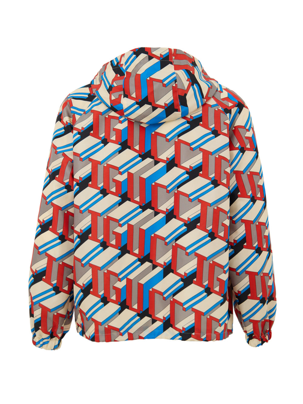 Nylon Jacket with Multicolor Geometric Print Gucci