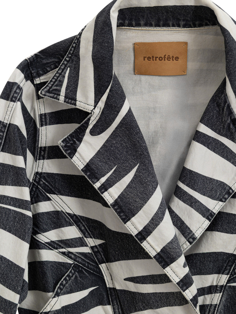 Retrofête Black/White Denim Short Jacket.