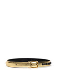 Dolce & Gabbana Gold Leather Belt with Black Crystals