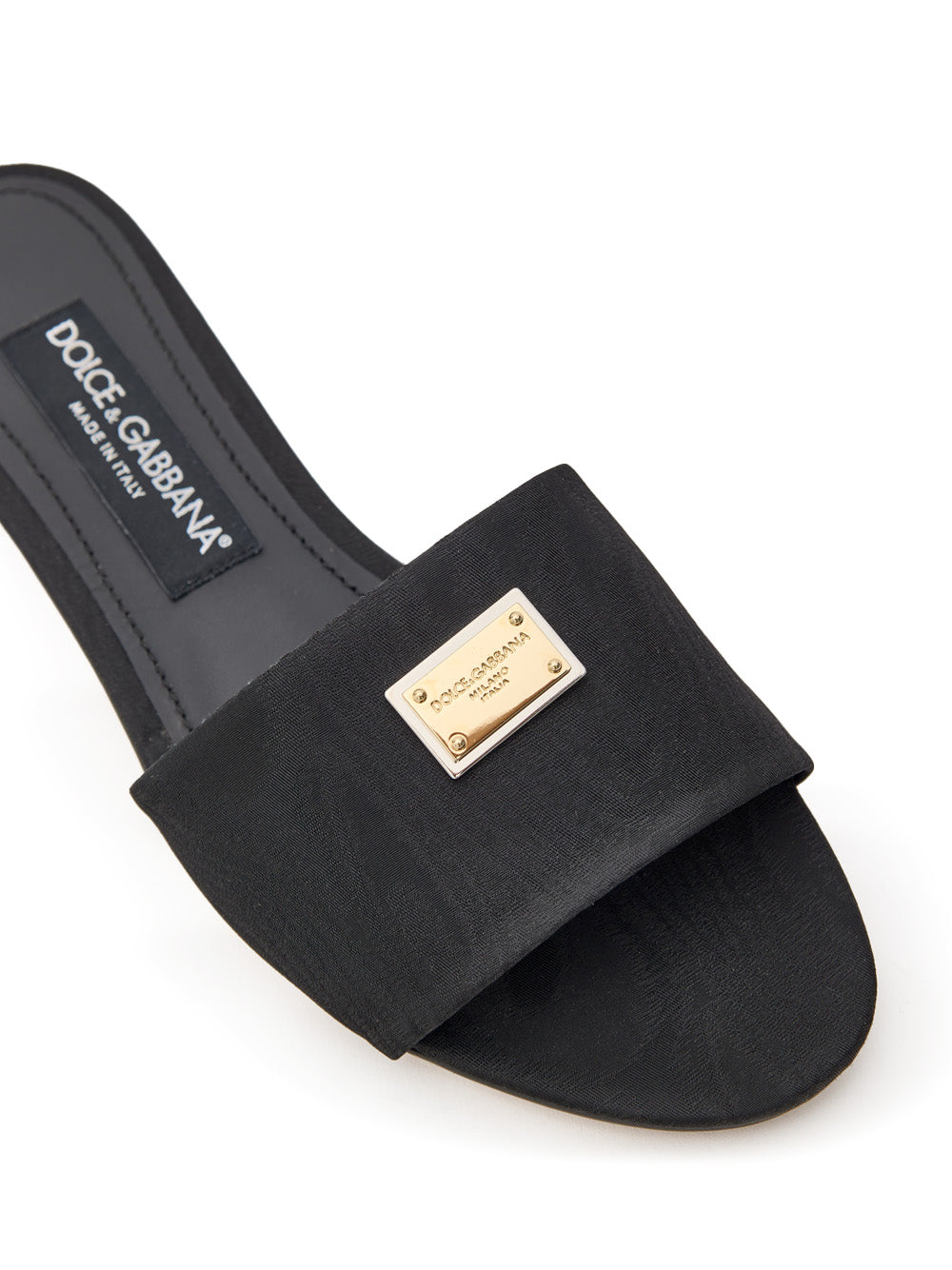 Black jacquard slide with Dolce & Gabbana logo