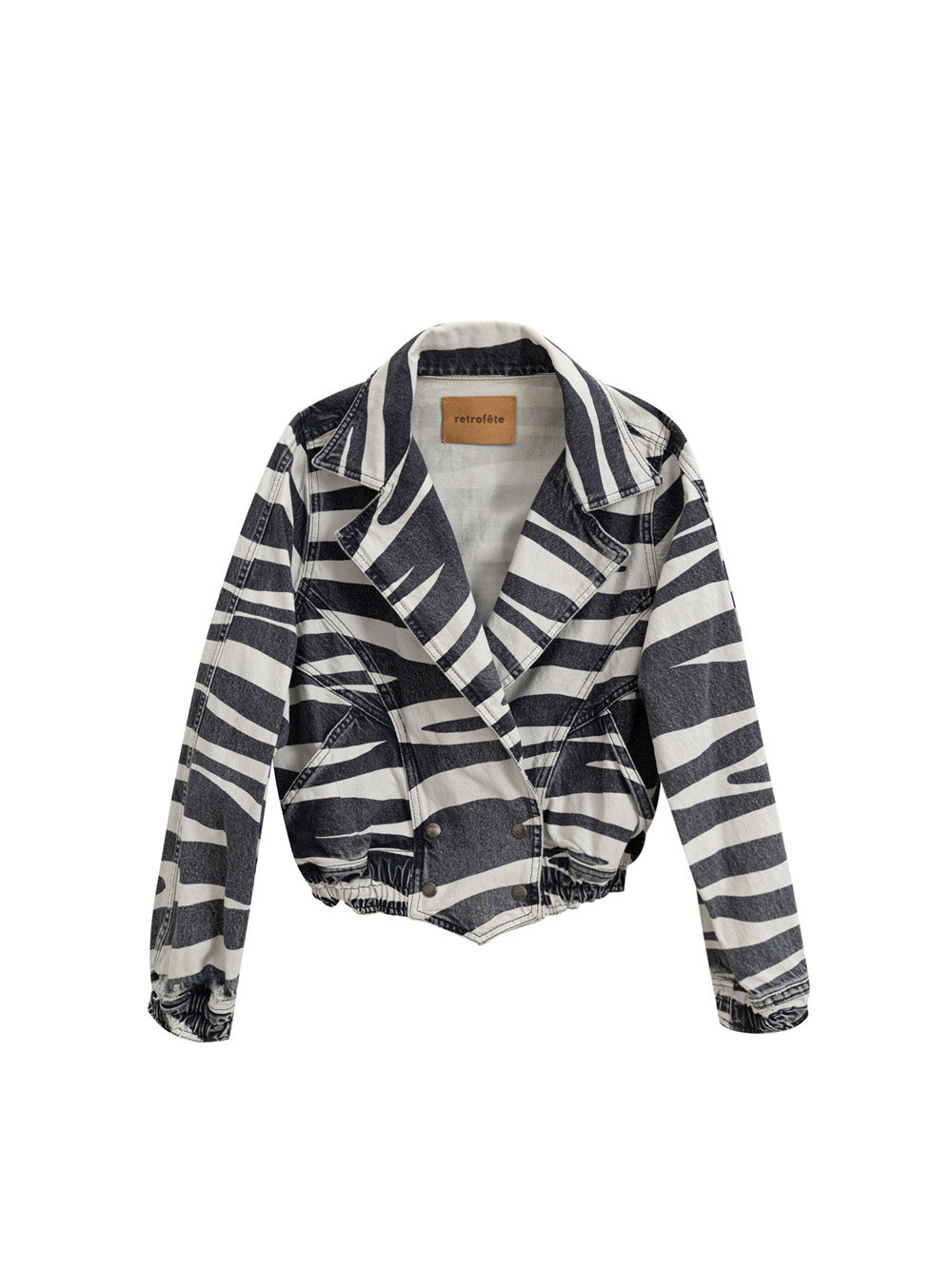 Retrofête Black/White Denim Short Jacket.