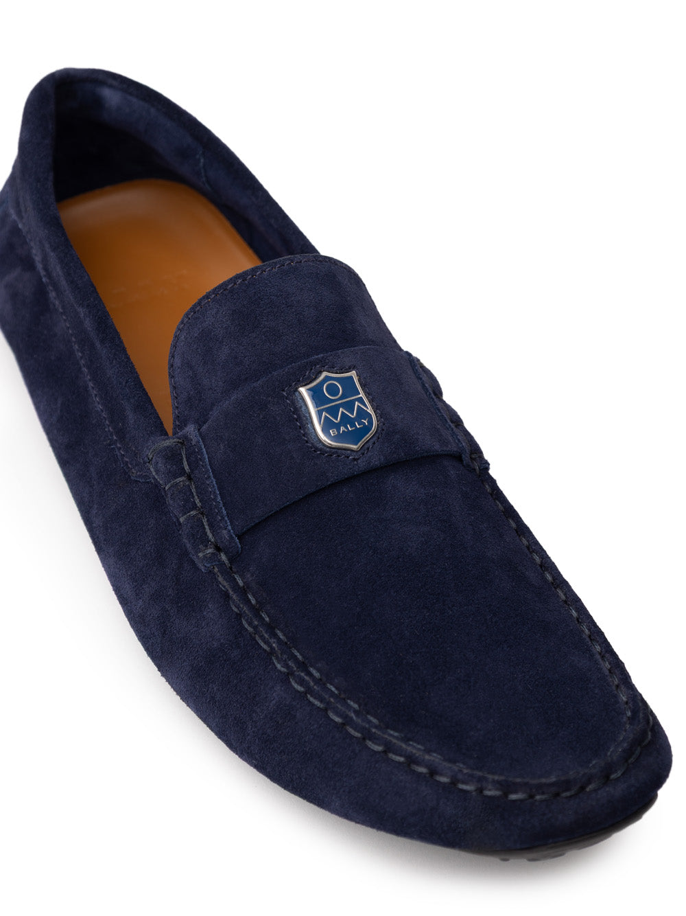 Bally Blue Suede Loafers with Logo