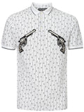 White Piquet Polo Shirt with Dolce & Gabbana Allover Print