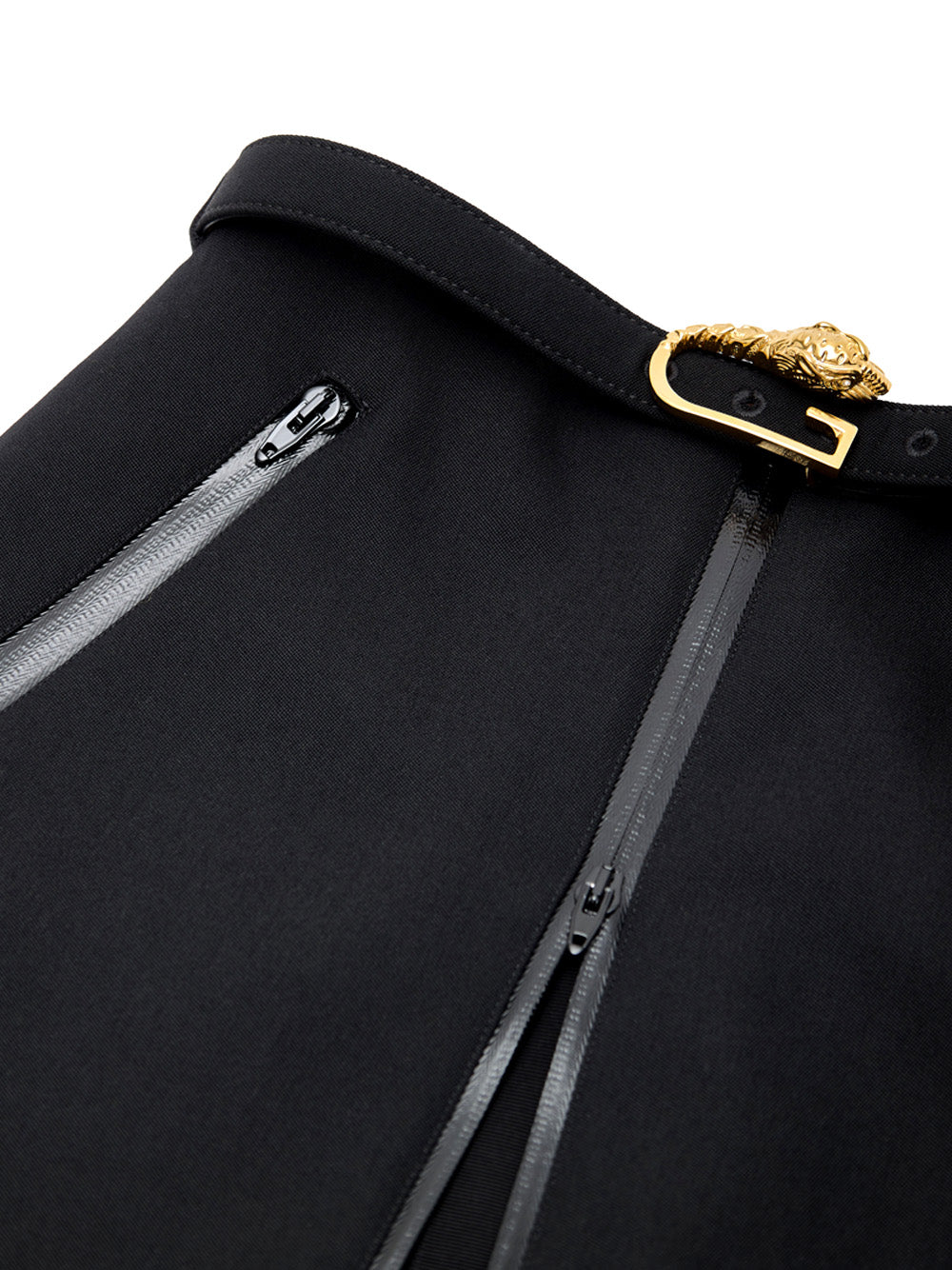 Black Skirt with Zip and Gucci Belt