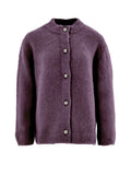 Mandarin Collar Cardigan in Gran Sasso Bordeaux.